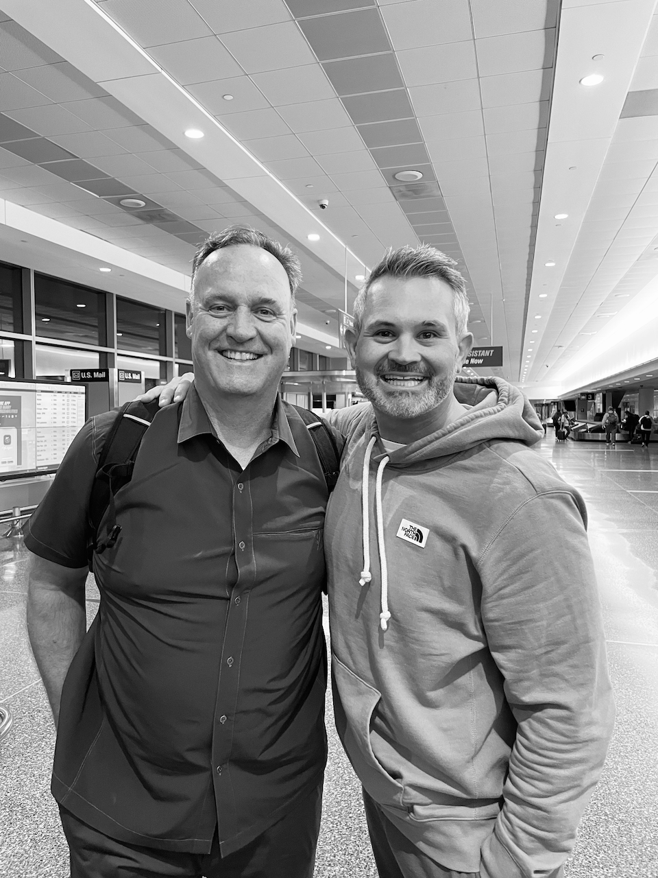 Devin at airport meeting